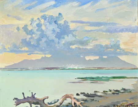 Le récif et vue de l'île de Moorea
