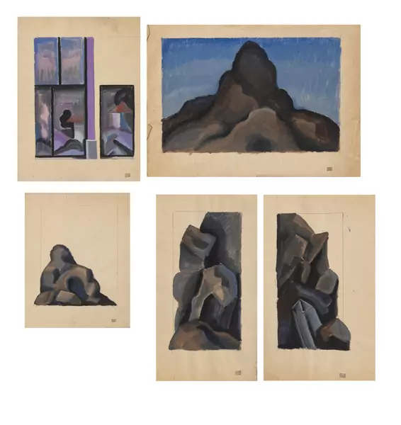 Henry BISCHOFF (1882-1951), ensemble de 5 études diverses, gouache — DognyAuction