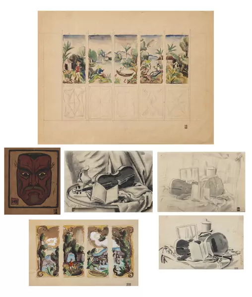 Henry BISCHOFF (1882-1951), ensemble de 6 desssins divers et une xylographie — DognyAuction