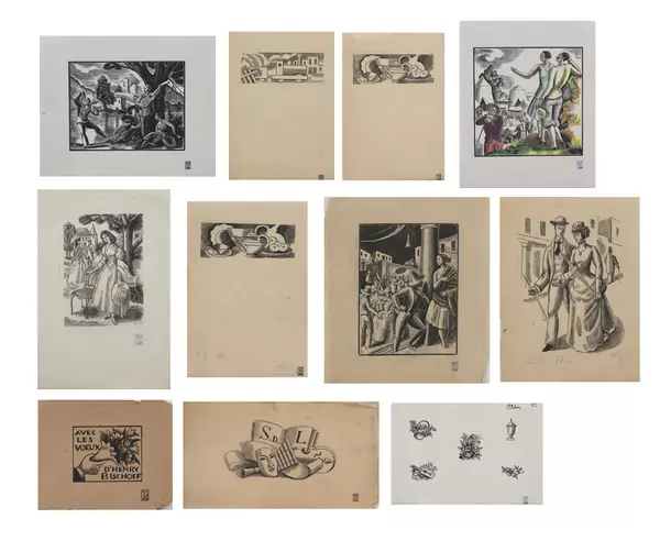 Henry BISCHOFF (1882-1951), ensemble de 11 xylographies — DognyAuction