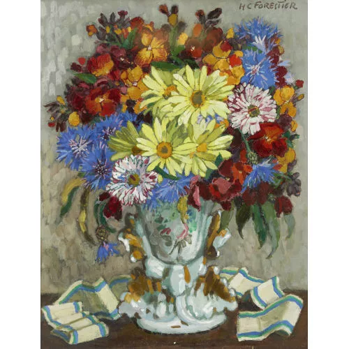 Henry-Claudius Forestier — Blumenbouquet in Porzellanvase.