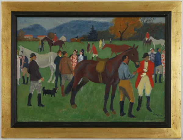 Henry Meylan — Henry Meylan (1895-1980), \Réunion hippique\, huile