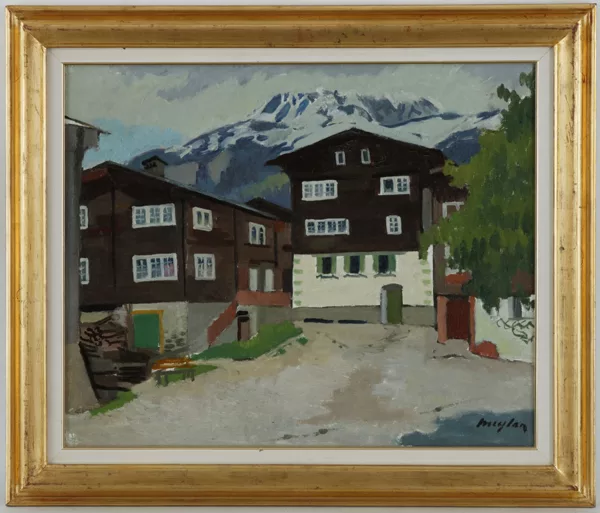 Henry Meylan — Henry Meylan (1895-1980), \\Chalets d'Ernen\\, huile