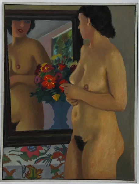 Henry Meylan — Henry Meylan (1895-1980), \\Nu au miroir\\, huile