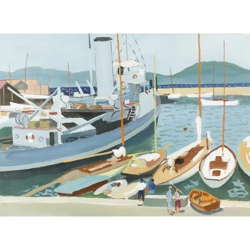 Henry Meylan — Sommerliche Szenerie im Hafen.
