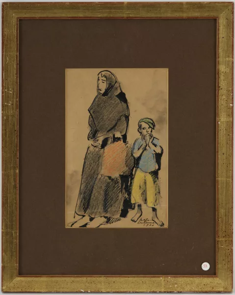 Henry Meylan — Henry Meylan (1895-1980), \\Les pauvres\\, encre,