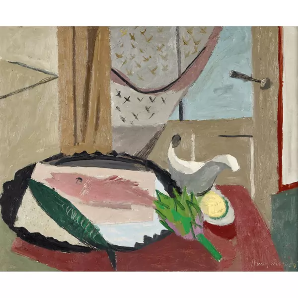 Stillleben mit Fischen und Artischocke