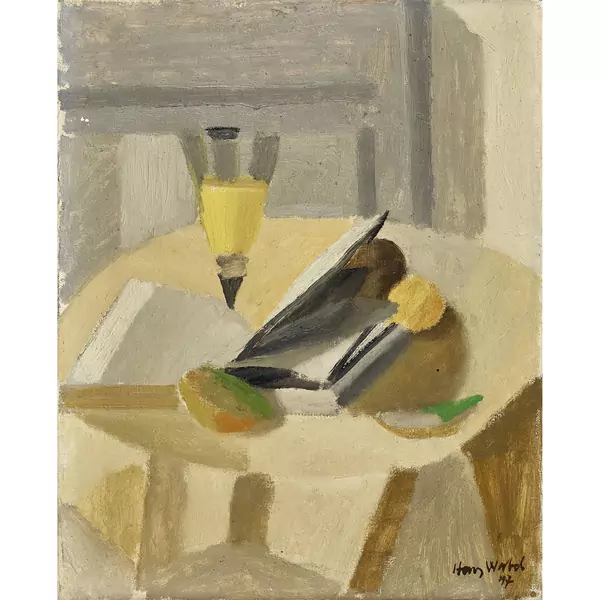 Stillleben mit Buch und Sektglas