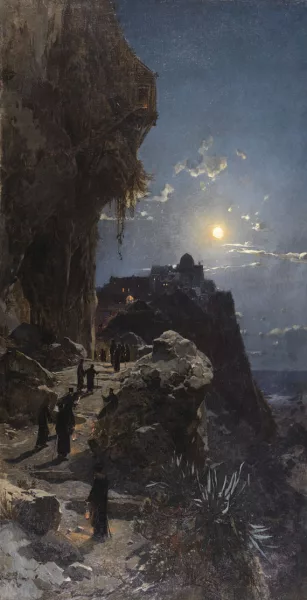 Hermann Corrodi — Nächtlicher Aufstieg am Berge Athos