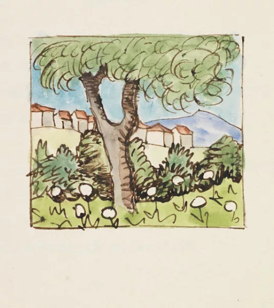 Hermann Hesse — Sechs Gedichte. Orig.-Typoskript mit Aquarellen. 1950.