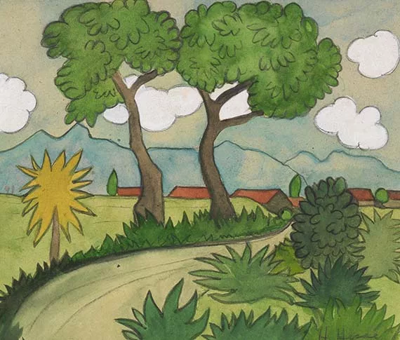 Hermann Hesse — Tessiner Landschaft mit Dorf