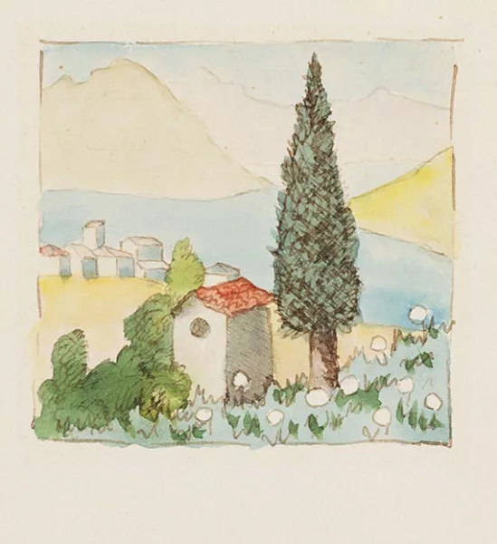 Hermann Hesse — 4 Orig.-Aquarelle