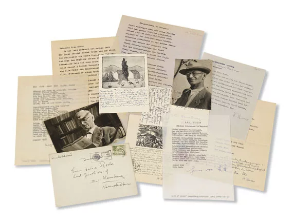 Hermann Hesse — Sammlung Roehr: ca. 142 Autographen u. Dokumente von u. zu H. Hesse