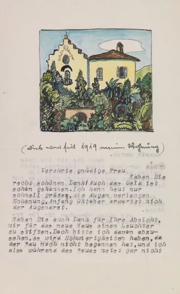 Hermann Hesse — Brief mit Aquarell