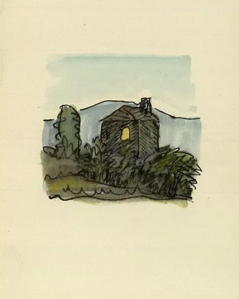 Hermann Hesse — Brief an Serkin. Mit Orig.-Aquarell. 1959