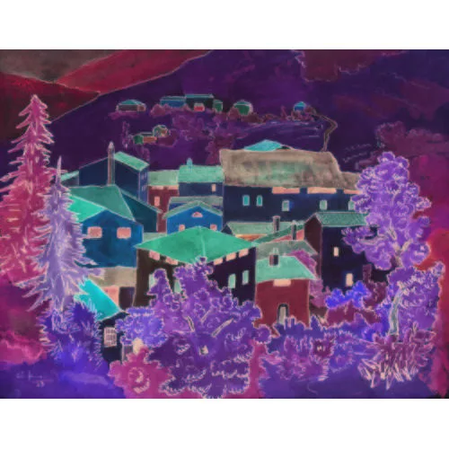Hermann Hesse — Sommerliche Tessinerlandschaft mit zwei Dörfern.