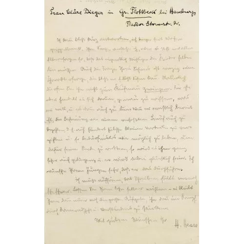 Hermann Hesse — Autograf und Foto.
