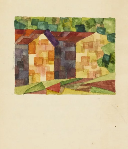 Hermann Hesse — 1 Brief mit Orig.-Aquarell.