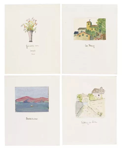 Hermann Hesse — Gedichte. Typoskript mit 12 Aquarellen