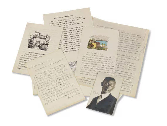 Hermann Hesse — 14 Briefe. Dabei: Fotos, Briefe und Zeitungsausschnitte