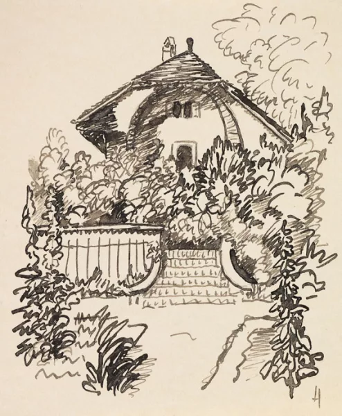 Hermann Hesse — Privatdruck mit Federzeichnung und Photographie. Dabei: 4 Sonderdrucke