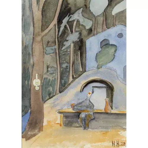 Vor dem Grotto Cavicc im Wald unterhalb von Montagnola