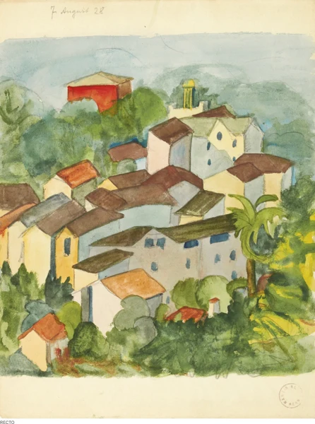Hermann Hesse — Tessiner Dorf, 1928 (recto);Agnuzzo, 1927 (verso)