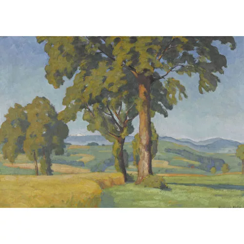 Hermann Hodler — Sommerliche Hügellandschaft mit Kornfeld.