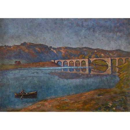 Flusslandschaft mit Brücke
