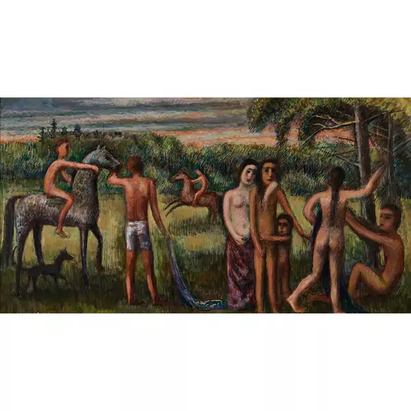 Spielende Familie im Freien
