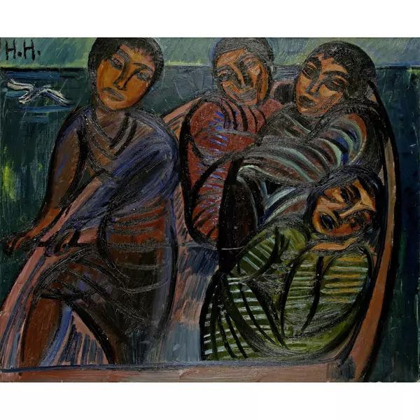 Hermann Huber — Figuren im Boot — Galerie Kornfeld