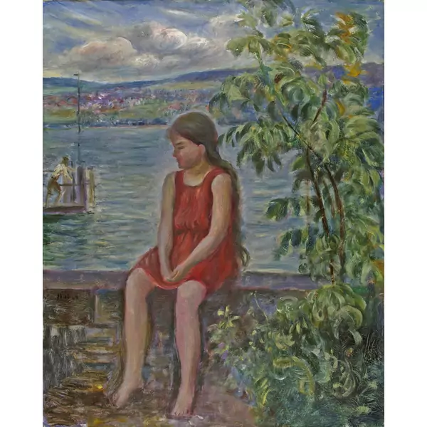 Hermann Huber — Sitzendes Mädchen am See — Galerie Kornfeld