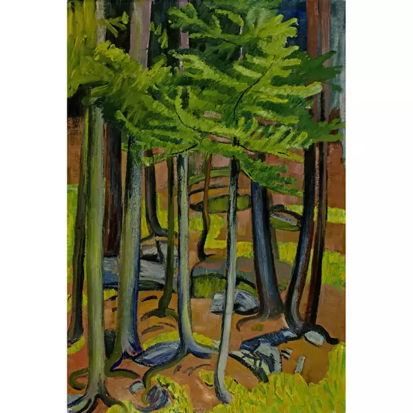 Hermann Huber — Waldinneres mit jungem Baum — Galerie Kornfeld