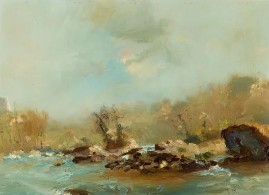 Hermann Knecht — Rheinlandschaft im Vorfrühling, 1946