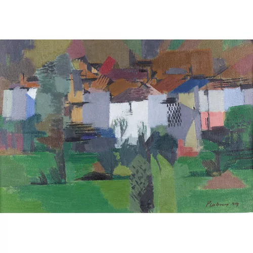 Hermann Plattner — Landschaft mit kleiner Ortschaft.