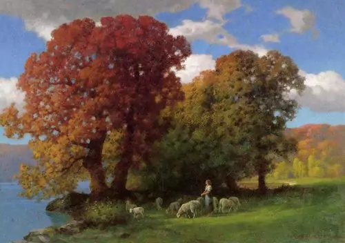HERMANN RÜDISÜHLI — Landschaft mit Schafhirtin. — Koller Auktionen