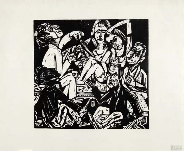 Hermann Scherer — 5 Blätter: Männerporträt (2); Personengruppe; Landschaft; Alter Mann