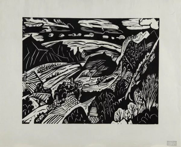 Hermann Scherer — 4 Blätter: Frauenporträt; Männerporträt; Landschaft (2)
