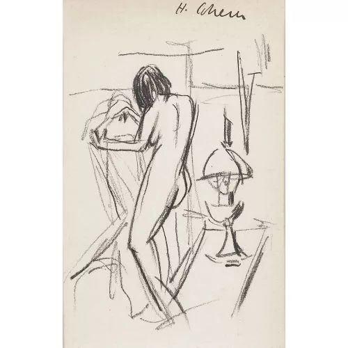 Hermann Scherer — Unbekleidete Figur in Zimmer.