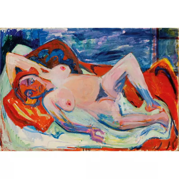 Hermann Scherer — Liegender Akt auf Sofa — Galerie Kornfeld