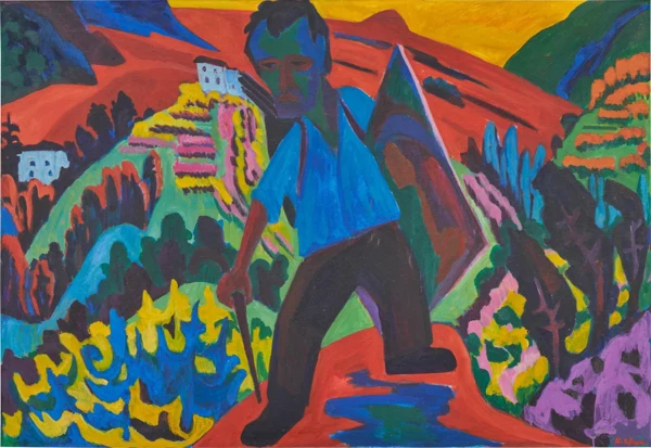 Hermann Scherer — Self-portrait in a landscape