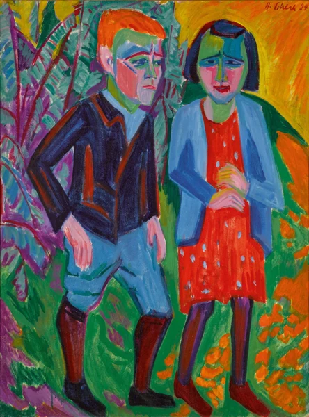 Hermann Scherer — Pair in Landscape (recto), Portrait of a man with pipe (verso), 1924