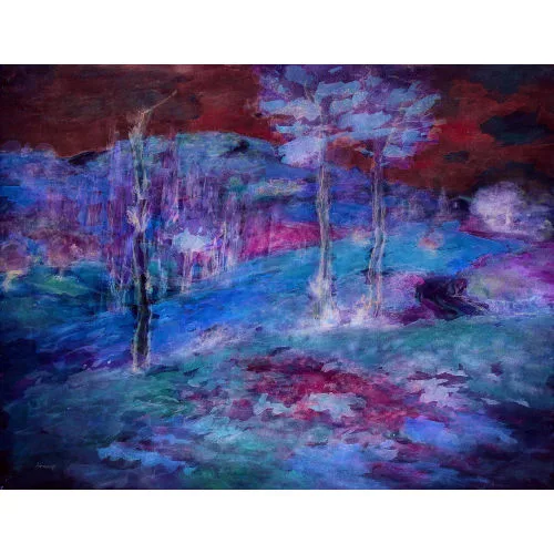 Herold Howald — Hügelige Landschaft mit Baumgruppen.
