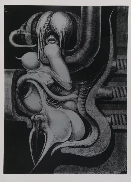 H. R. Giger — 2 Blätter aus "Biomechanoiden", 1969