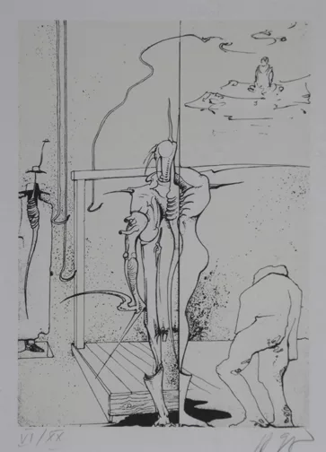 H. R. Giger — Warten auf Godot I, aus "Ein Fressen für den Psychiater", 1966