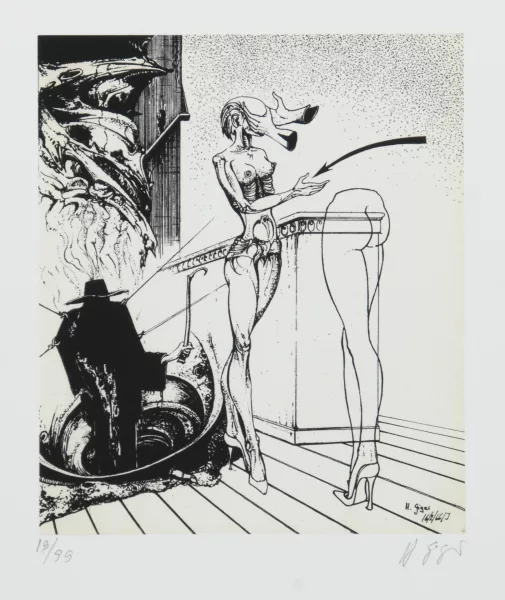 H. R. Giger — 5 Blätter: Nach den 120 Tagen von Sodom; Hommage à Phantome de l'Opera; The Cthulhu News; Ohne Titel (2), 1966