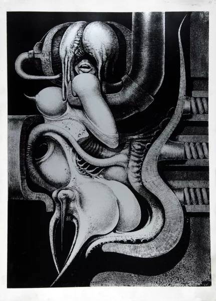 H. R. Giger — 4 Blätter aus "Biomechanoiden", 1969