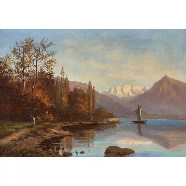 Ida Dünz — Thunersee mit Blüemlisalp.