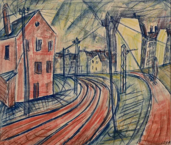 Ignaz Epper — Stadtlandschaft mit Schienen