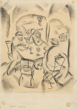 Drei Männer am Tisch, um 1920